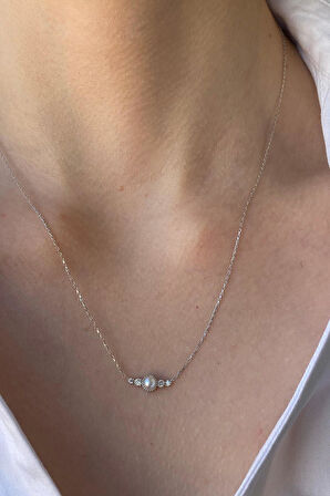 14 Ayar Altın Çıtır Doğal İnci 0,09 Ct Pırlanta Kolye