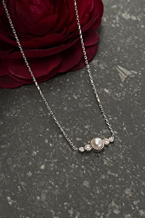 14 Ayar Altın Çıtır Doğal İnci 0,09 Ct Pırlanta Kolye