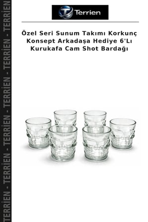 Özel Seri Sunum Takımı Korkunç Konsept Arkadaşa Hediye 6'Lı Kurukafa Cam Shot Bardağı