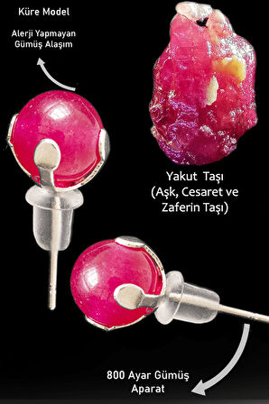 Sertifikalı Yakut Taşı Nokta Doğal Taş Küpe