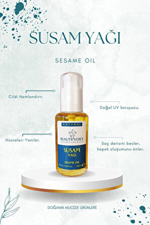 Beauty Voice %100 Saf Susam Yağı 200 ml - Losyon Pompalı Şişe - Kilitli Başlık