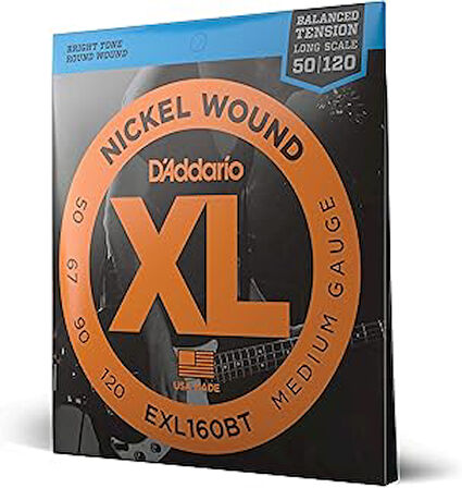 D'Addario Exl160Bt Bas Gitar Tel Seti, Xl, 50-120 Long Scale, Nickel