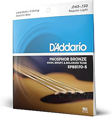 D'Addario Epbb170-5 Akustik Bas Gitar Tel Seti, Long Scale, 45-130, Ph