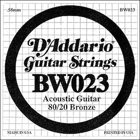 D'Addario Bw023 Akustik Tek Tel, 80/20 Bronze Wound, 023, Pa