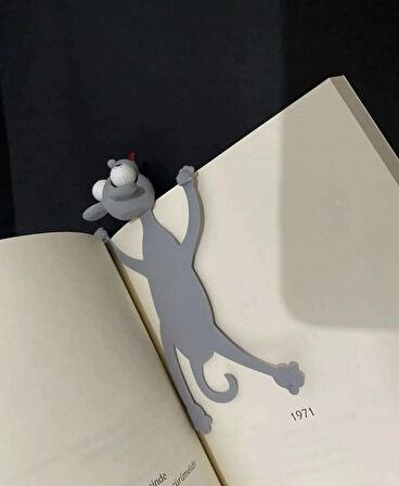 Sıkışmış Fare Kitap Ayracı-Gri