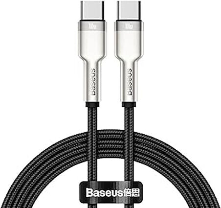 Cafule Metal Serisi, Şarj & Data Aktarım Kablosu, Siyah, 1 m, 100 W, USB Type C & USB Type C