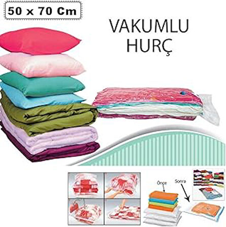 Vakum Hurcu-2 Adet Orta Boy 50 Cm X 70 Cm Vakumlu Poşet Vakumlu Hurç Vakumlu Torba Yorgan Yastık Saklama Hurcu