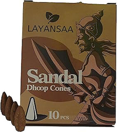 Layansaa HD Sandal Ağacı Aromalı Kokulu Backflow Sandal Geri Akış Şelale Tütsü Konik 10 Adet Tütsü