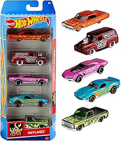 Hot Wheels Beşli Araba Seti - Oyuncak Araba Koleksiyonu, 1:64 Ölçek - 1806