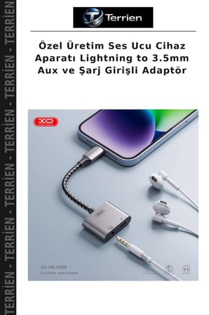 Özel Üretim Ses Ucu Cihaz Aparatı Lightning to 3.5mm Aux ve Şarj Girişli Adaptör