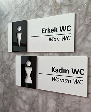 Basic White Black Seri Kadın&Erkek WC Yönlendirme Levha Seti