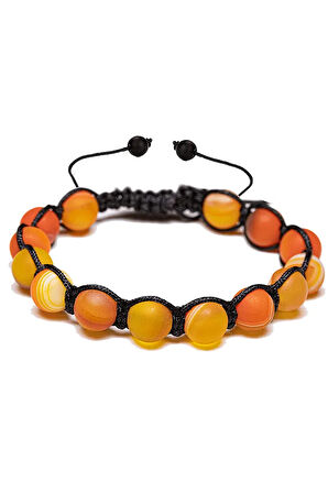 Sertifikalı Ham Işlenmemiş Damarlı Turuncu Akik Taşı Bileklik