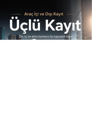 1080p 3 Kameralı Araç İçi Kamera Gece Görüşlü Geri Görüş Destekli G Sensörlü Geniş Açılı