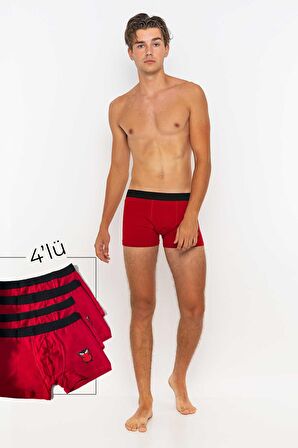 Erkek 4'lü Boxer Avantajlı Paket-Kırmızı-L