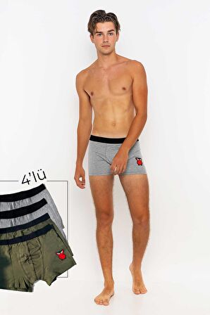 Erkek 4'lü Boxer Avantajlı Paket-Haki - Gri-S
