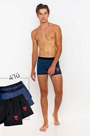 Erkek 4'lü Boxer Avantajlı Paket-Siyah - İndigo-XXL