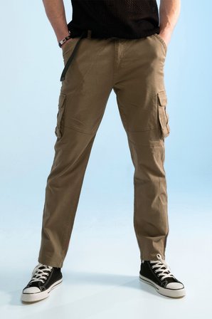 Düz Paça Kargo Pantolon-Toprak Yeşili-38