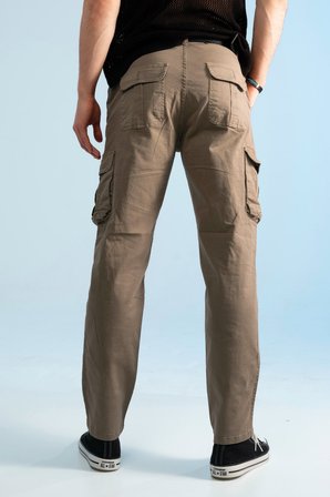 Düz Paça Kargo Pantolon-Toprak Yeşili-38