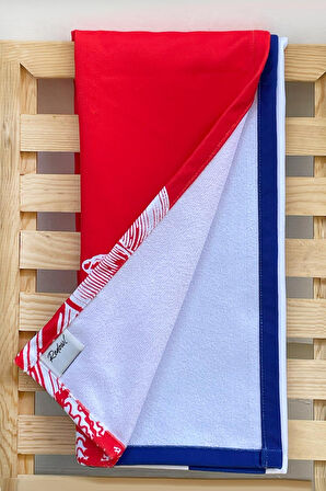 Lacivert Dijital Baskılı Plaj Havlusu & Deniz Şortu İkili Takım-Lacivert-XXL