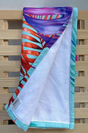 Dijital Baskılı Plaj Havlusu & Deniz Şortu İkili Takım-Turkuaz-XXL