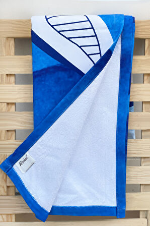 Yunus Desenli Plaj Havlusu & Deniz Şortu İkili Takım-Mavi-XXL