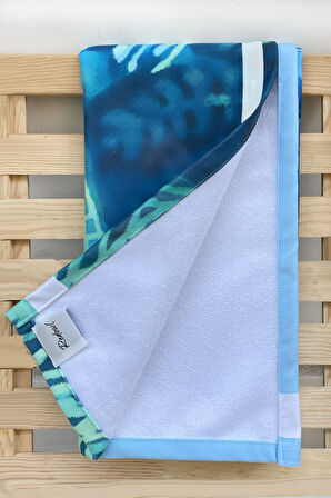 Dijital Baskılı Plaj Havlusu & Deniz Şortu İkili Takım-Turkuaz-S