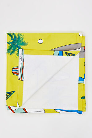 Surfboard Desen Plaj Havlusu & Deniz Şortu İkili Takım-Sarı-XXL
