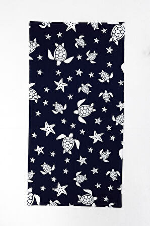 Caretta Desenli Plaj Havlusu & Deniz Şortu İkili Takım-Lacivert-L