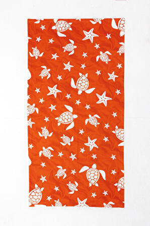 Caretta Desenli Plaj Havlusu & Deniz Şortu İkili Takım-Nar Çiçeği-S