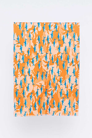 Shark Desenli Plaj Havlusu & Deniz Şortu İkili Takım-Turuncu-S