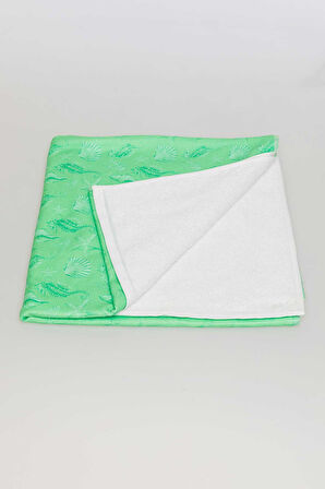 Deniz Atı Desenli Plaj Havlusu & Deniz Şortu İkili Takım-Mint-XXL