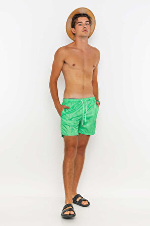 Deniz Atı Desenli Plaj Havlusu & Deniz Şortu İkili Takım-Mint-XXL