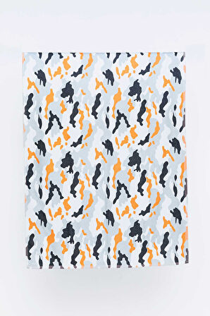 Kamuflaj Desenli Plaj Havlusu & Deniz Şortu İkili Takım-Beyaz-XXL