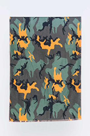 Kamuflaj Desenli Plaj Havlusu & Deniz Şortu İkili Takım-Haki-S