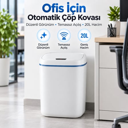 Ofis İçin 20L Otomatik Sensörlü Temassız Çöp Kovası