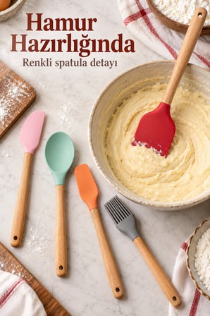 Renkli Mutfak Seti Spatula Kaşık ve Fırça