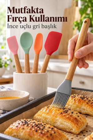 Renkli Mutfak Seti Spatula Kaşık ve Fırça