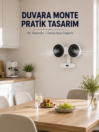 Dijital Göstergeli Çift Fan Başlıklı Masa Vantilatörü