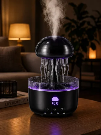 USB Çalışan Denizanası Hava Nemlendirici 7 Renk RGB Aydınlatmalı Sessiz Buhar Makinesi