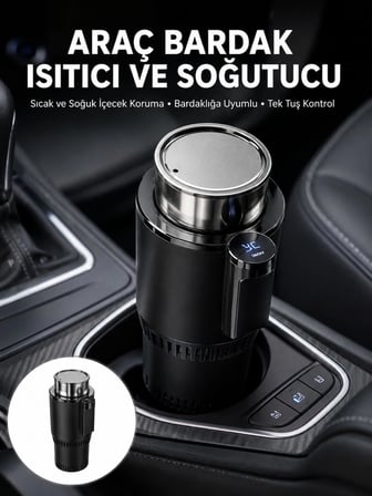Isıtma Soğutma Özellikli Araç Bardaklığı Çakmak Girişli Akıllı Yeni Nesil