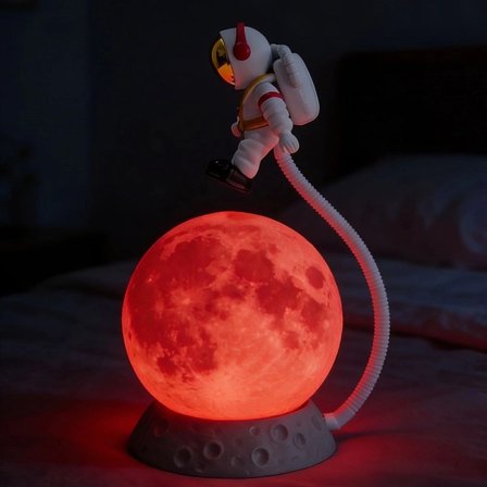 3d Ay Üzerinde Astronot Led Gece Lambası – Dokunmatik 10 Renk Değiştiren Dekoratif Çocuk Odası Masaüstü Ay Lambası Bx40