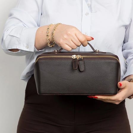 Ella Kadın Seyahat Kozmetik Bakım Makyaj Çantası Organizer Koyu Kahve