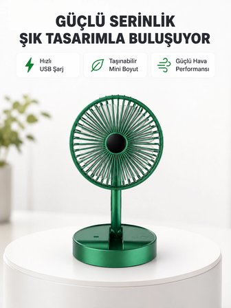 Katlanabilir Mini Fan – 3 Kademeli Soğutma, Şarjlı