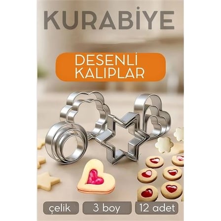 12'li Kurabiye Kalıbı Seti Profesyonel Şef Paslanmaz Çelik  | Mutfak Sanatınızın Vazgeçilmezi 722519
