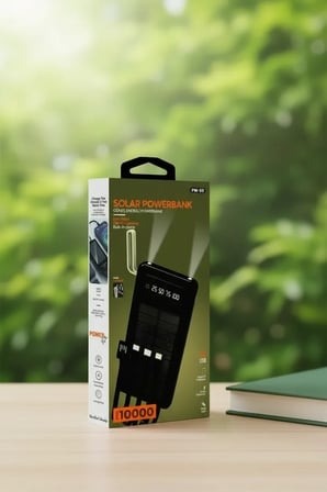 10000mah Güneş Enerjili Taşınabilir Şarj Cihazı - Çift Led Fenerli, Lcd , 2 Usb-C Powerbank