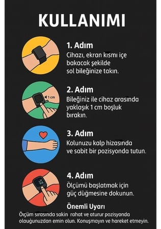 Türkçe Konuşan Şarjlı Bilekten Dijital Tansiyon ve Nabız Ölçüm Cihazı LCD Ekranlı