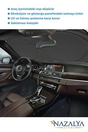 Katlanır Araba Ön Cam Güneşliği Metalize Isı Yalıtımlı Yazlık 150x70cm Otomobil Aksesuarı