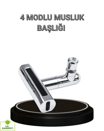 4 Fonksiyonlu Musluk Başlığı 360 Derece Dönebilen ve Su Tasarruflu