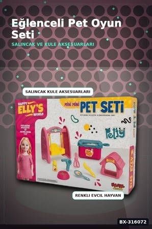 Ellys World Oyuncak Bebek ve Pet Seti - Kaydırak ile Salıncak Oyun Seti BX-316072