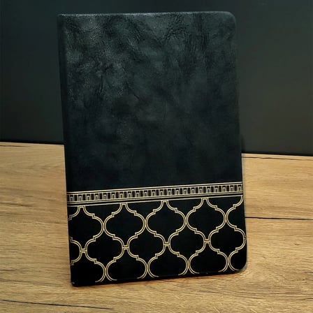 İşlemeli Siyah Deri Defter